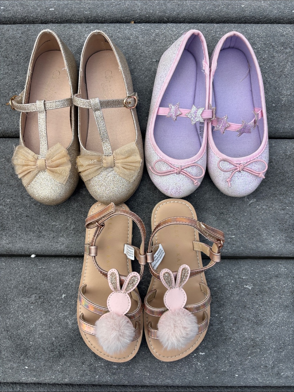 Kelly & Katie Girl Dress Shoe Bundle, Pink Gold, Sparkles, Cute, Size Toddler 10